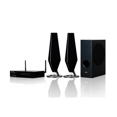 Barre de son cinéma maison Sharp HT-SPW135 2.1 canaux avec subwoofer sans fil et éclairage d'ambiance (150W RMS)