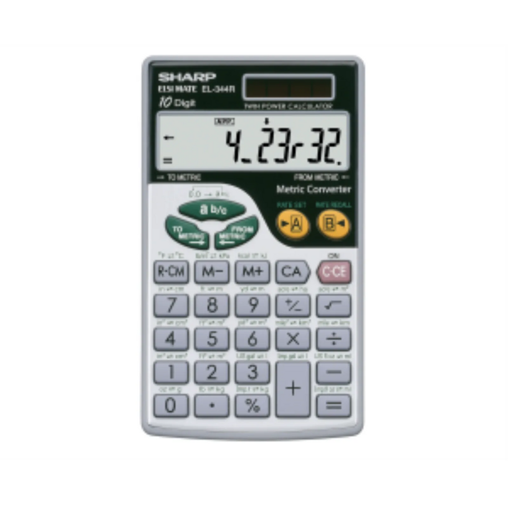 Sharp EL344R Dual-Power Handheld Calculator – 44 Metric Conversion Functions