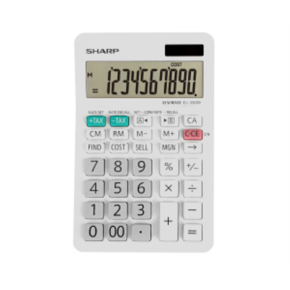 SHARP EL330W Twin Power XL 10-digit Display