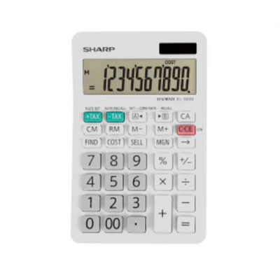 Calculatrice SHARP EL330W à double alimentation avec grand écran 10 chiffres