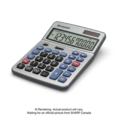 Calculatrice semi-de bureau SHARP Canada EL782CS à 12 chiffres – Affichage inclinable professionnel avec calcul de taxes et de monnaie