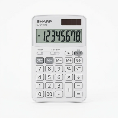 Sharp EL244WB Professional Pocket Calculator – 8-Digit Extra-Large Display & Twin-Power