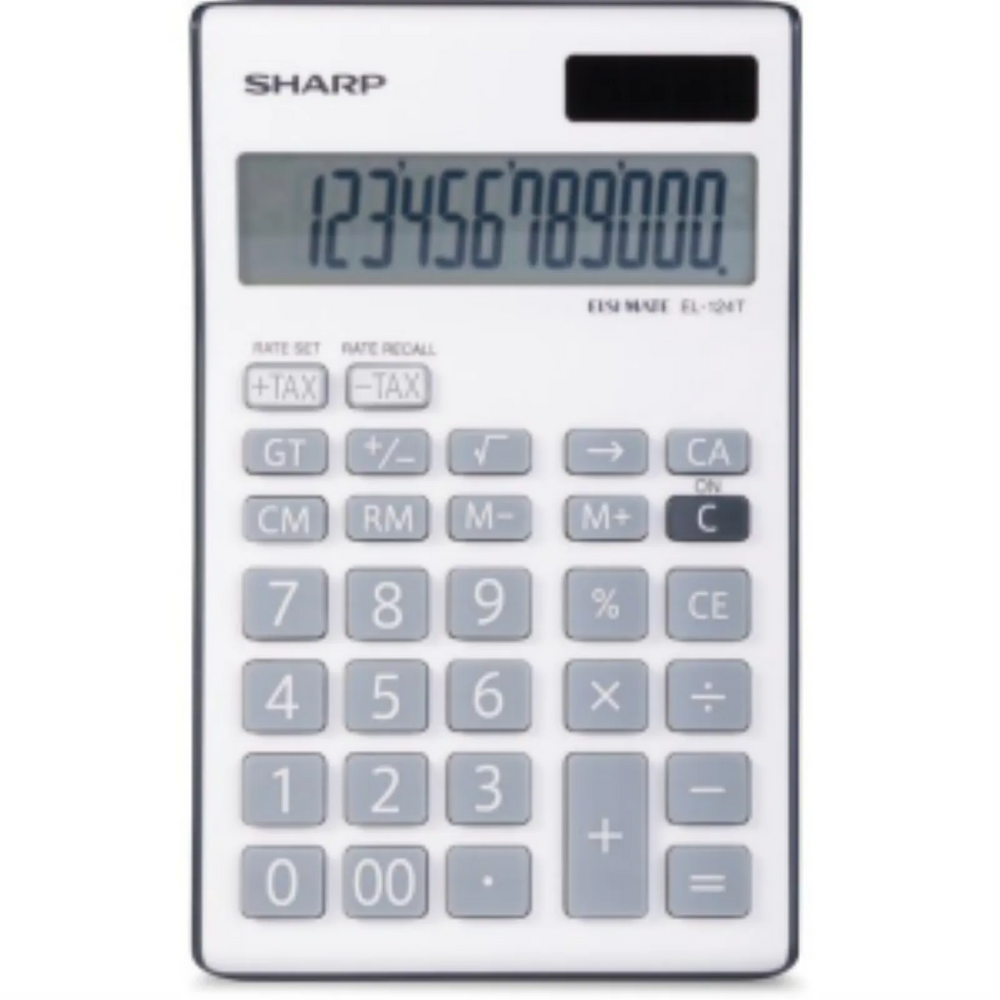 SHARP EL124TBGY Twin Power 12-digit Display Desktop Calculator-Grey