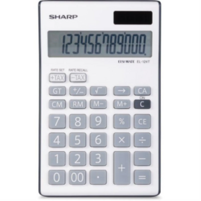 Calculatrice de bureau SHARP EL124TBGY à double alimentation, 12 chiffres, gris