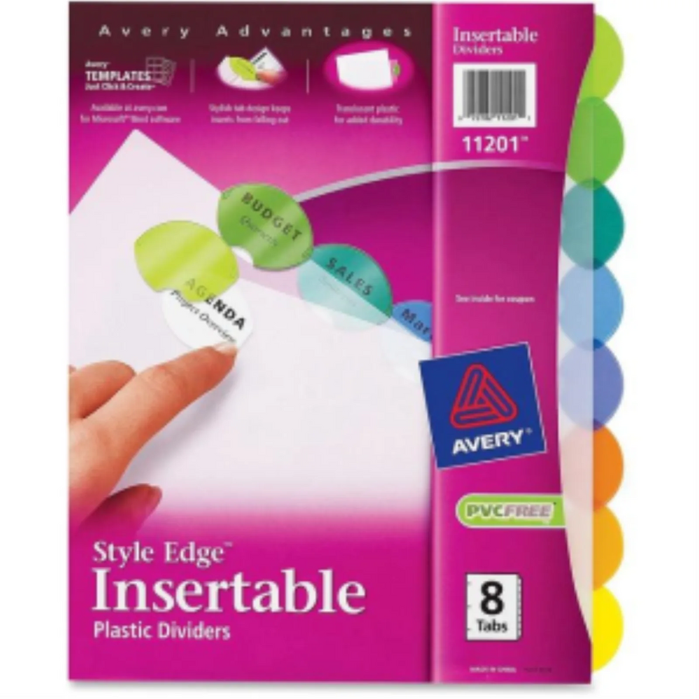 11201 STYLE EDGE PLASTIC INSERTABLE DIVIDERS, 8 TABS PER SET