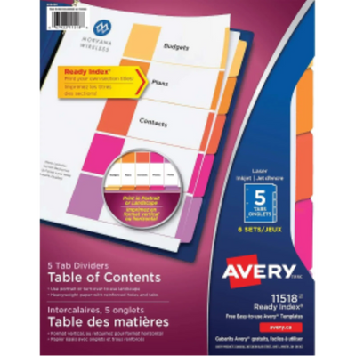 DIVISEURS D'INDEX PRÊTS À L'EMPLOI, 5 ONGULETS, 6 ENSEMBLES