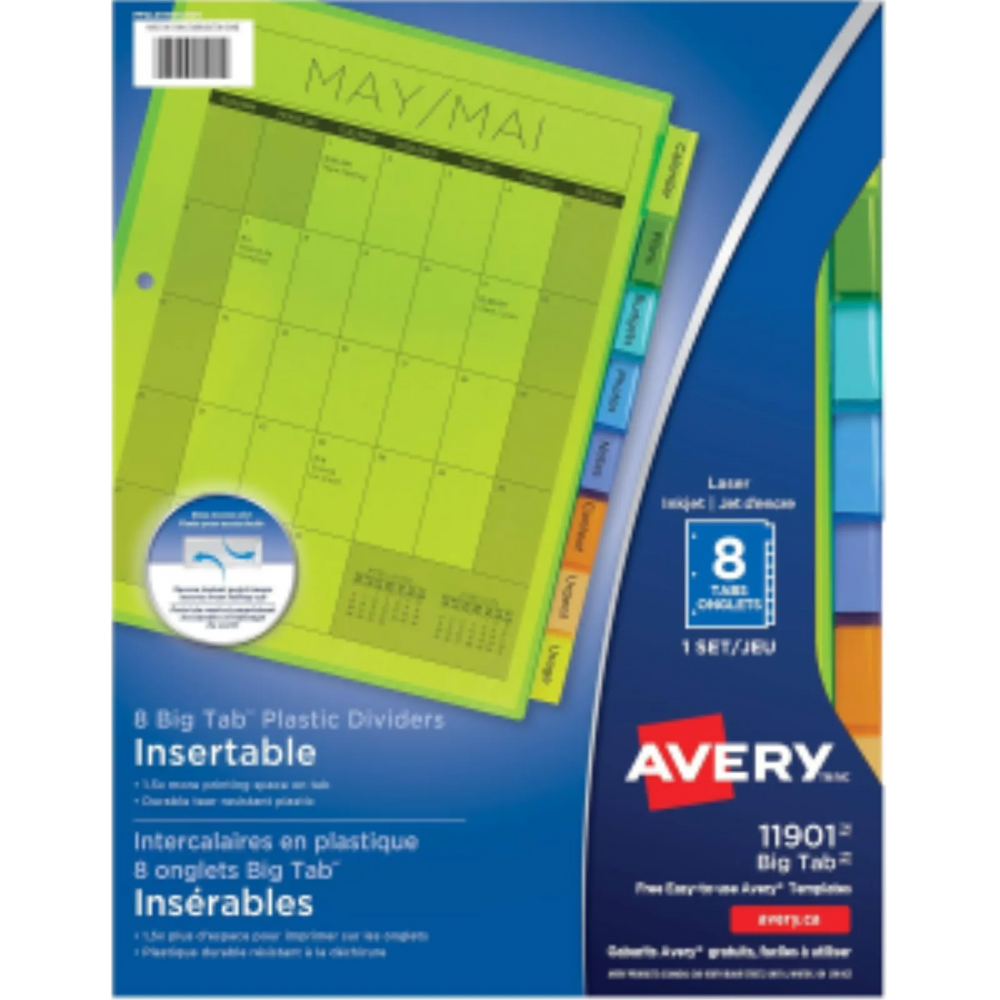 PLASTIC DIVIDERS, 8 TAB, 1 SET, MULTICOLOUR