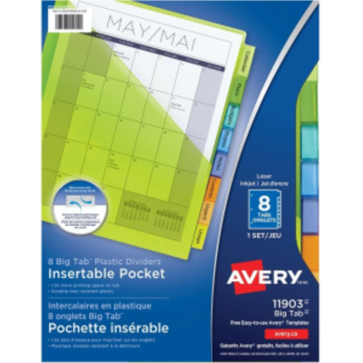 DIVISEURS DE POCHE EN PLASTIQUE, 8 ONG., 1 ENSEMBLE, MULTICOLORE