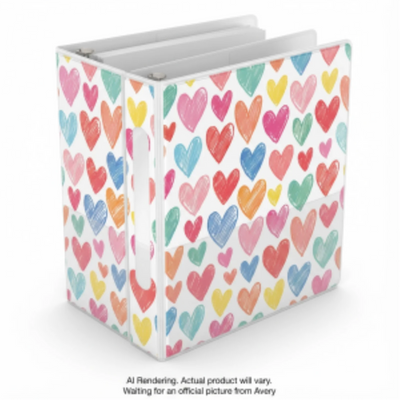 Avery Non-View 1" Durable Fashion Binder, Hearts (72042)