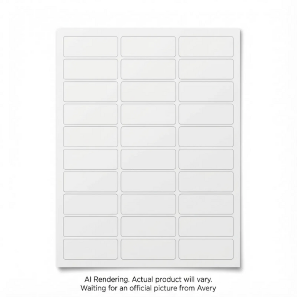 Avery Laser Waterproof Labels, 1" x 2?", Permanent, White, 10 sheets/env, 300 labels/env