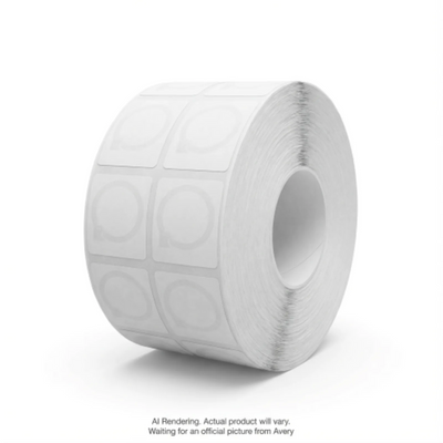 Avery Hand Apply Plain Non-Adhesive 8.2 MHz RF Labels, 1.65" x 1.67", 500 labels/roll, 4 rolls/pkg