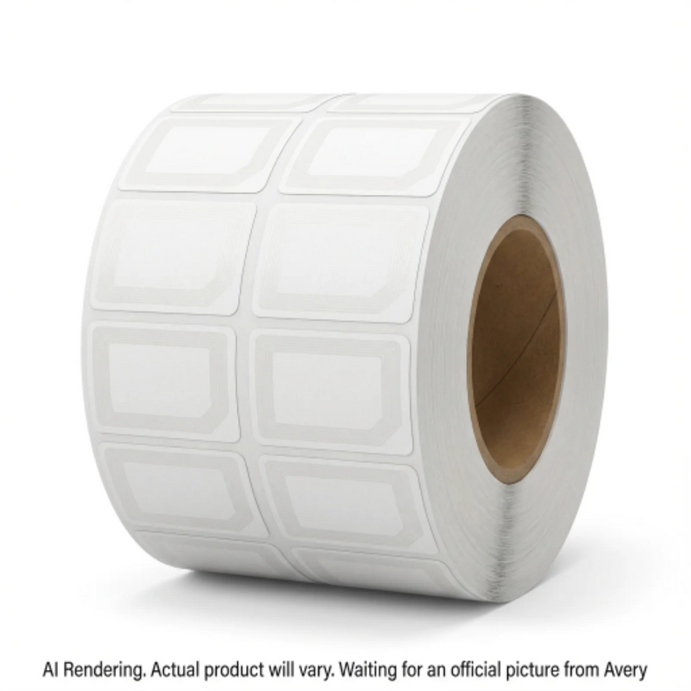 Avery Hand Apply Plain 8.2 MHz RF Labels, 1.34" x 1.54", 500 labels/roll, 4 rolls/pkg