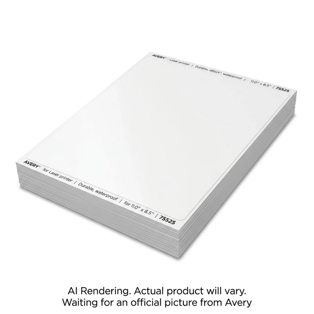 Laser Waterproof Labels, 8½" x 11", Permanent, White, 50 sheets/pkg, 50 labels/pkg