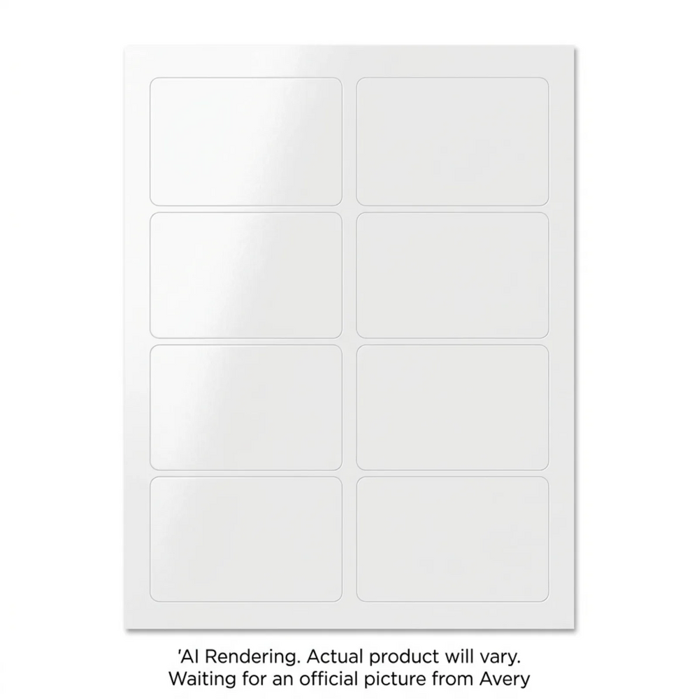 Avery Laser/Inkjet Glossy White Labels, 2" x 3", Permanent, 6 sheets/pkg, 48 labels/pkg