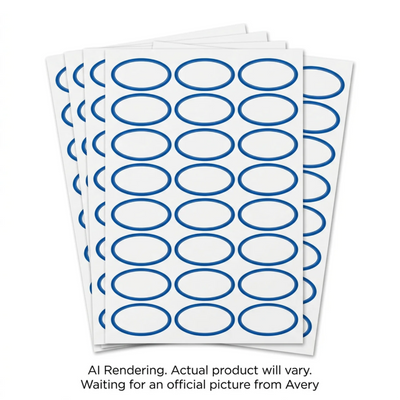 Avery White Oval Labels with Blue Border 1¼" x 2¼" Washes Away 30 pack (2368)