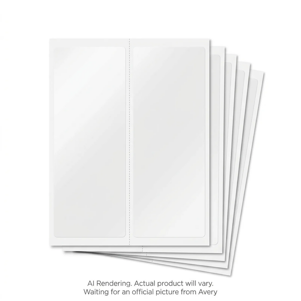 Avery Laser/Inkjet Glossy Clear Labels, 8-1/2" x 5-1/2", Permanent, 5 sheets/pkg, 10 labels/pkg