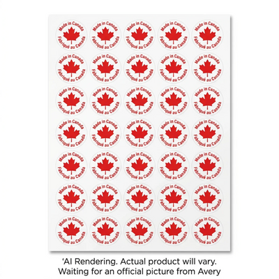 Avery Preprinted Made in Canada Labels 2" Diam Permanent 24 Labels/Pk (43820)