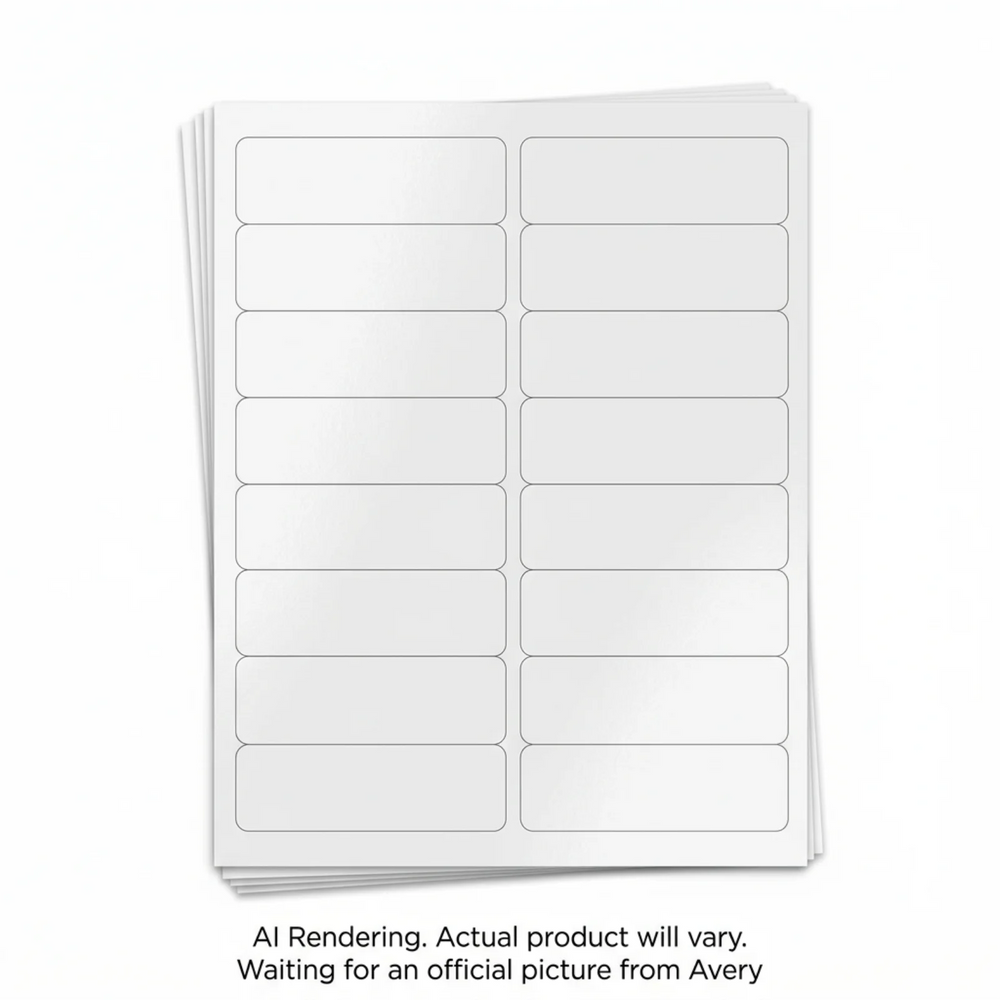 Avery Laser/Inkjet Glossy White Labels, 1" x 2-5/8", Permanent, 6 sheets/pkg, 96 labels/pkg