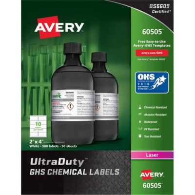 Avery Ultraduty Industrial Labels 2" x 4", White, 500 labels/box (60505)