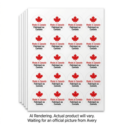 Avery Preprinted Made in Canada Labels 2" Diameter Permanent 60 Labels (43822)