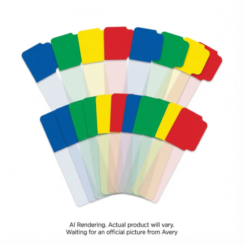 Avery Hand-write UltraTabs Margin Tabs, Primary Colours, Blue, Green, Yellow, Red, 48 pack
