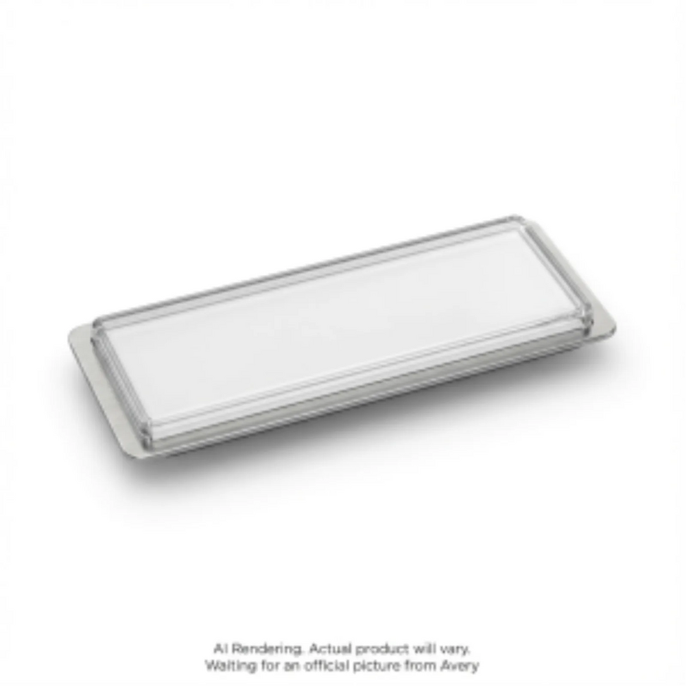 Avery Laser The Mighty Badge® Reusable Name Badge Kit Silver, 1" x 3", 4 badges/box