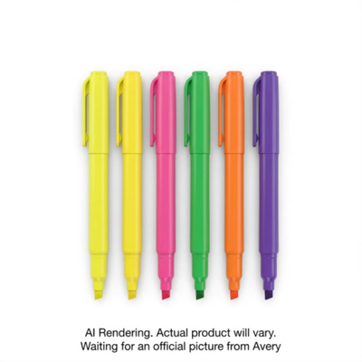 Avery Box Hi-Liter 6pk Pen Style Chisel Tip, Assorted Fluorescent (23565)