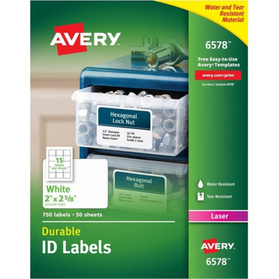 6578 ETIQUETTES D'IDENTIFICATION DURABLES TRUEBLOCK, 2 5/8" X 2", PERMANENTES,