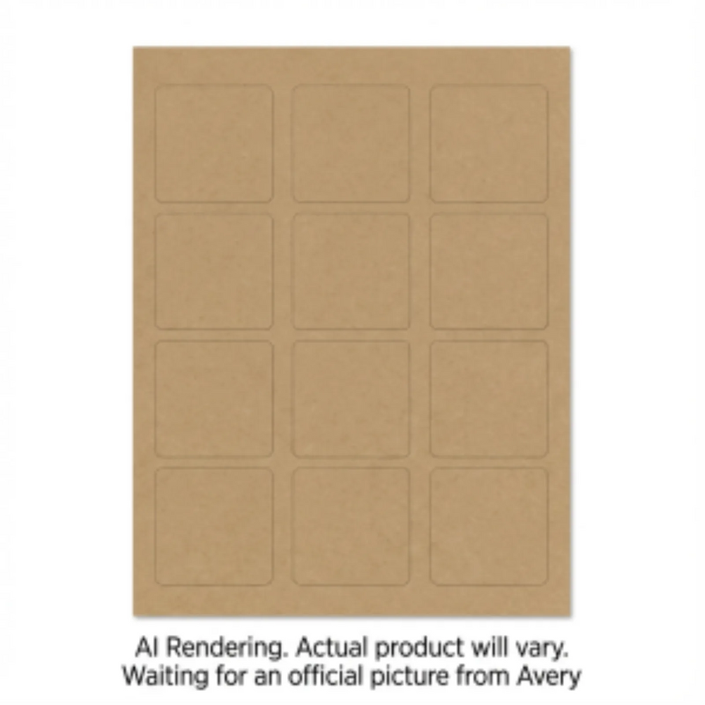 22486 SQUARE LABELS, KRAFT BROWN, 2" X 2" , 25 SHTS/ENV., 30