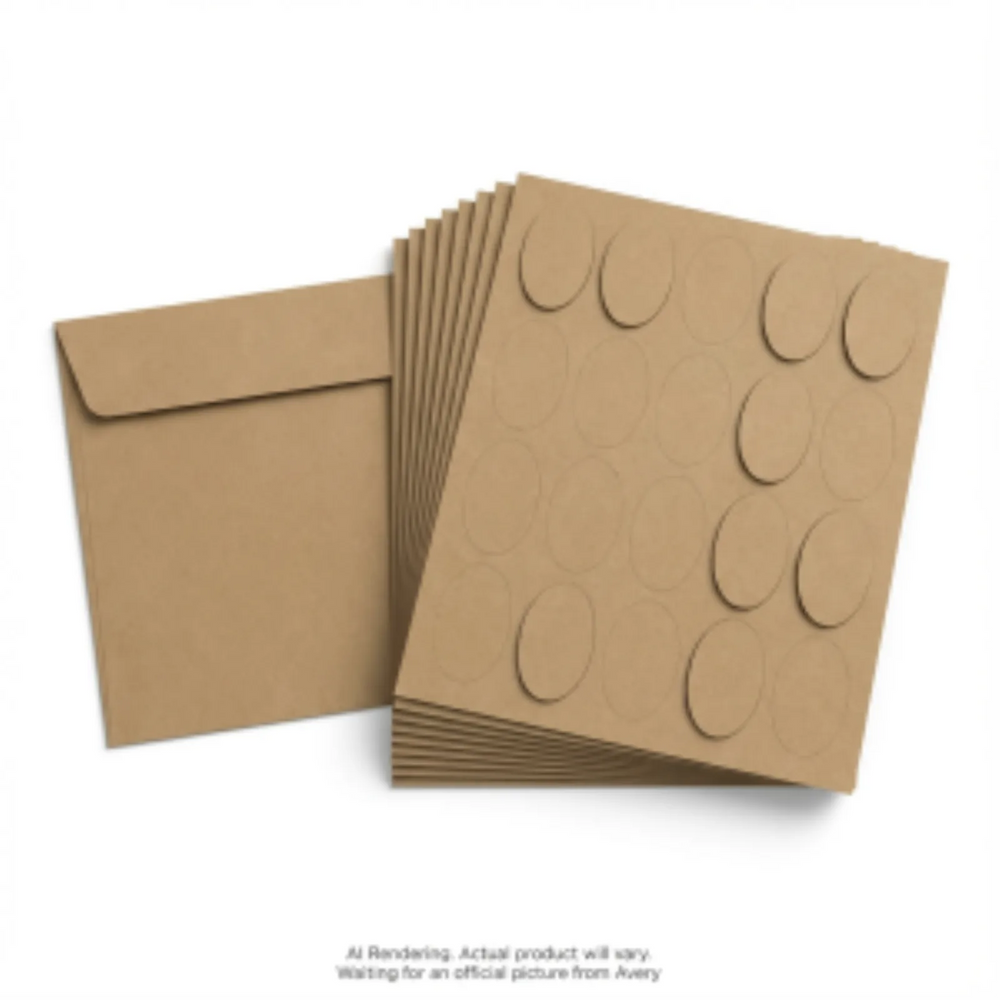OVAL, KRAFT BROWN,1 1/2" X 2 1/2", 10 SHTS/ENV, 180 LA