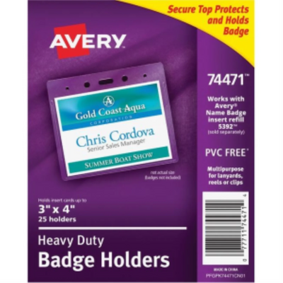 Avery Horizontal Name Badge Holders, 3" (74471)