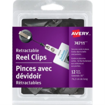 Avery Retractable Reel Name Badge Labels 30" 12 Pack (74711)