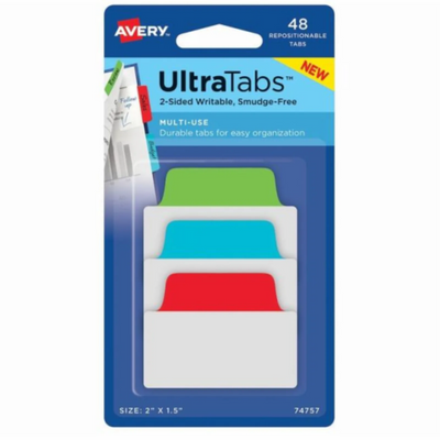 74757 AVERY ULTRATABS MULTI-USAGES 2” X 1-1/2” COULEURS PRIMAIRES