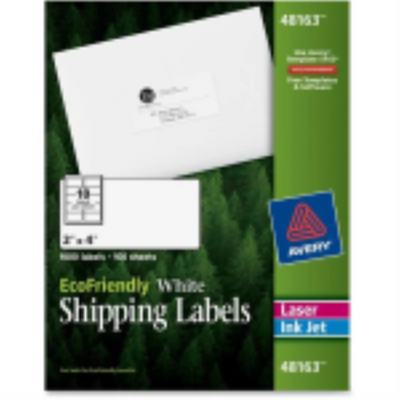 Avery Eco White Mailing Label, Permanent, 2" x 4", 100 Sheets (48163)