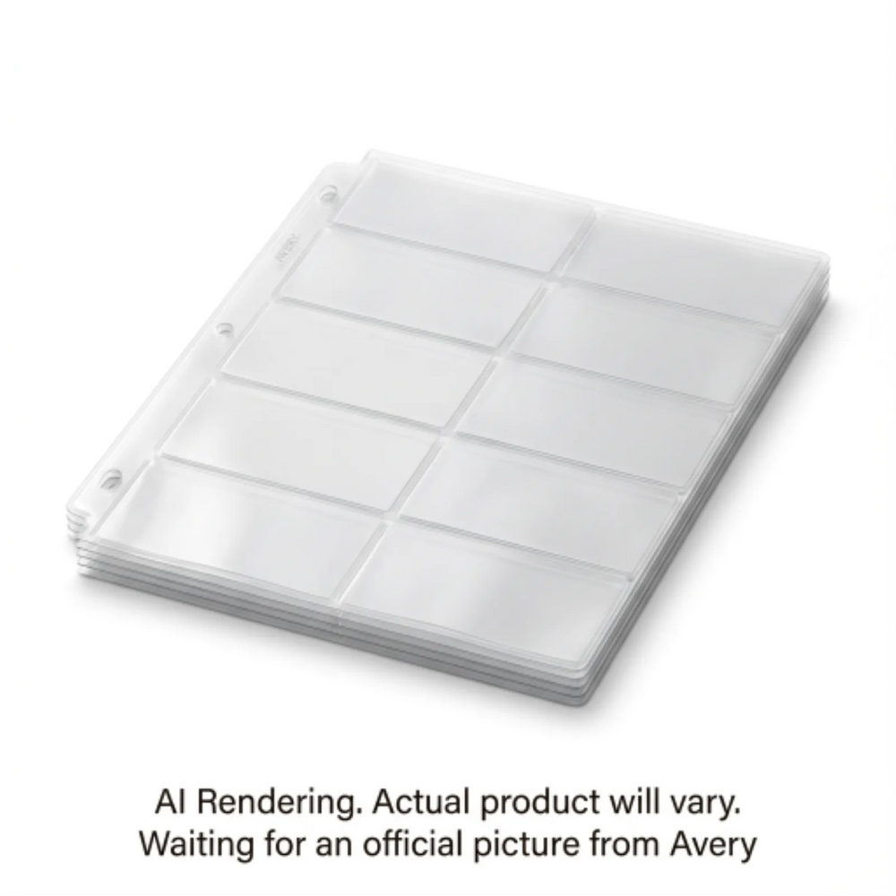 BUSINESS CARD STORAGE PAGES, UNTABBED, 5/PK