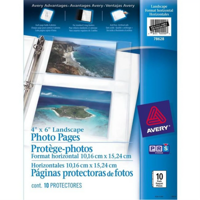 PAGE POUR PHOTOS HORIZONTALES 4" X 6", 10/PAQUET