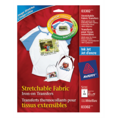 3302 TRANSFERTS EXTENSIBLES POUR T-SHIRT, 8 1/2" X 11", 5 FEUILLES/E