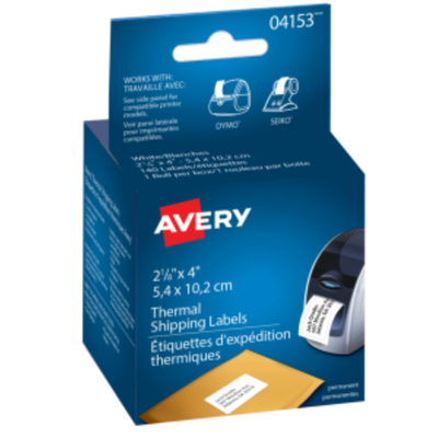 Avery Thermal Shipping Labels, 2 1/8" x 4", Permanent Adhesive (4153)