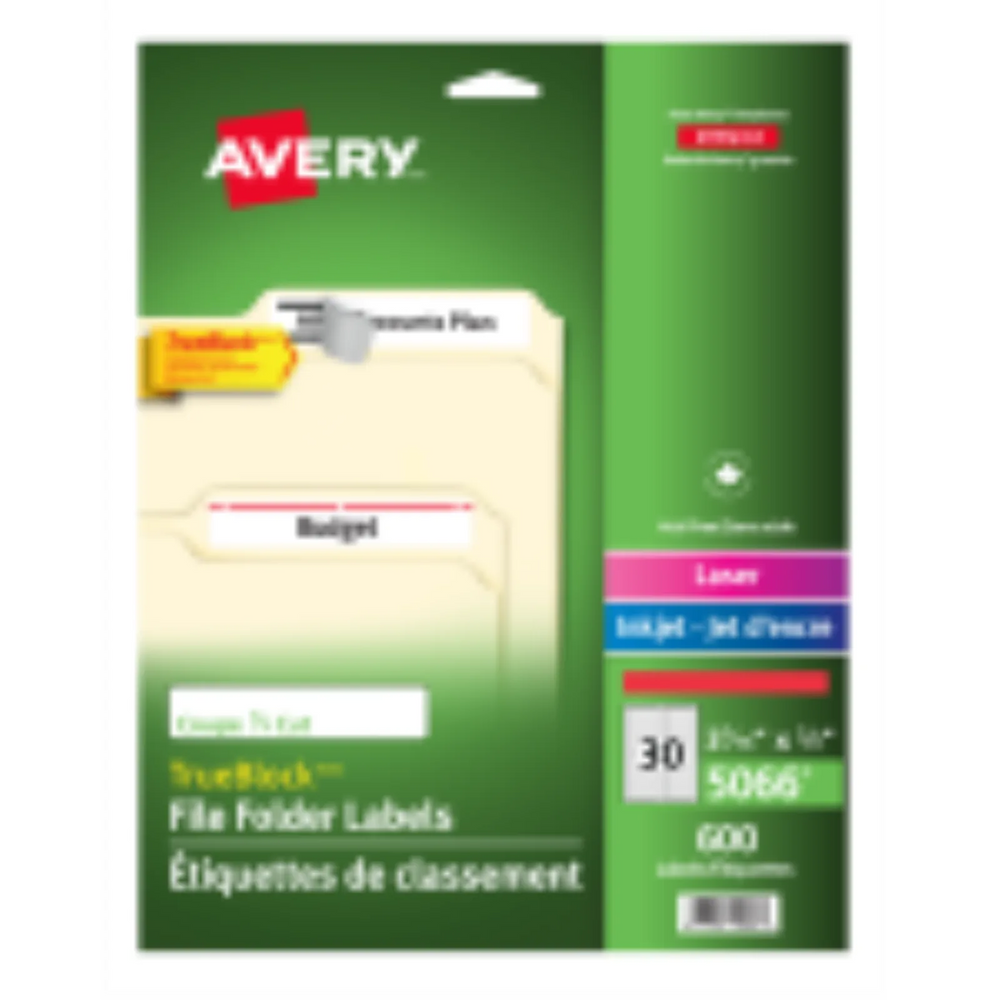 5066 FILING LABELS, TRUEBLOCK, 37/16" X 2/3", PERMANENT, RE