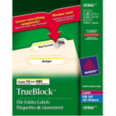 Avery Yellow Filing Labels 37/16" x 2/3", Permanent (5966)
