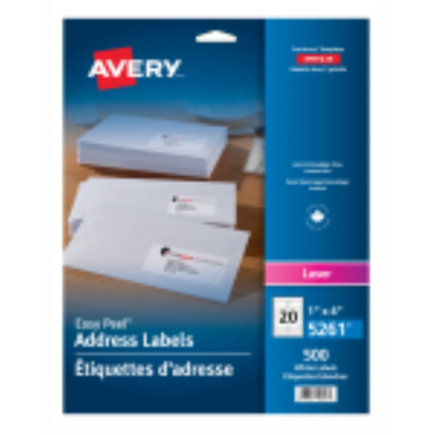 5261 WHITE, EASY PEEL, 4" X 1", PERMANENT,  25 SHEETS/ENV.,