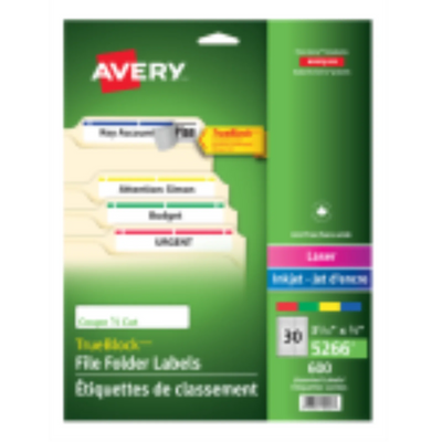5266 FILING LABELS, TRUEBLOCK, 37/16" X 2/3", PERMANENT, AS