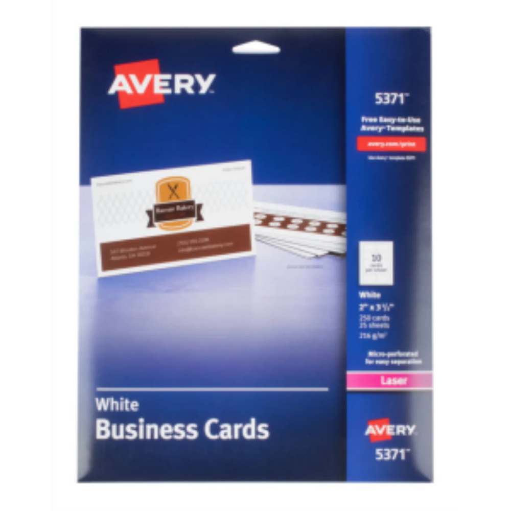 5371 PERFORATED BUSINESS CARDS, WHITE, 2" X 3 1/2", 25 SHEET