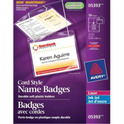 TROUSSE D'ÉTIQUETTES NOMINATIVES, STYLE CONVENTION AVEC CORDON 4" X 3", 6/S