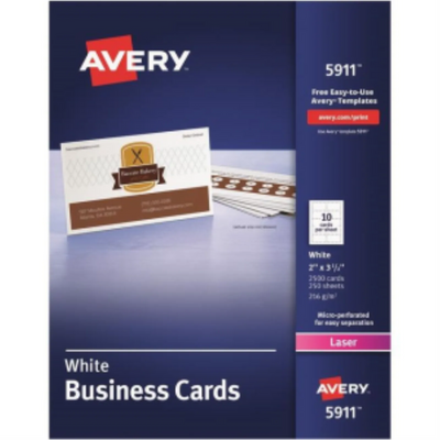 CARTES D'AFFAIRES PERFORÉES 5911, BLANCHES, 2" X 3 1/2", 250 FEUILLES