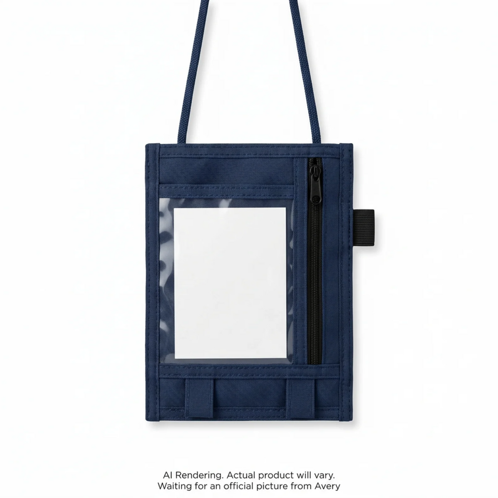 Zippered Name Tag Pouches, Navy, 10/pkg