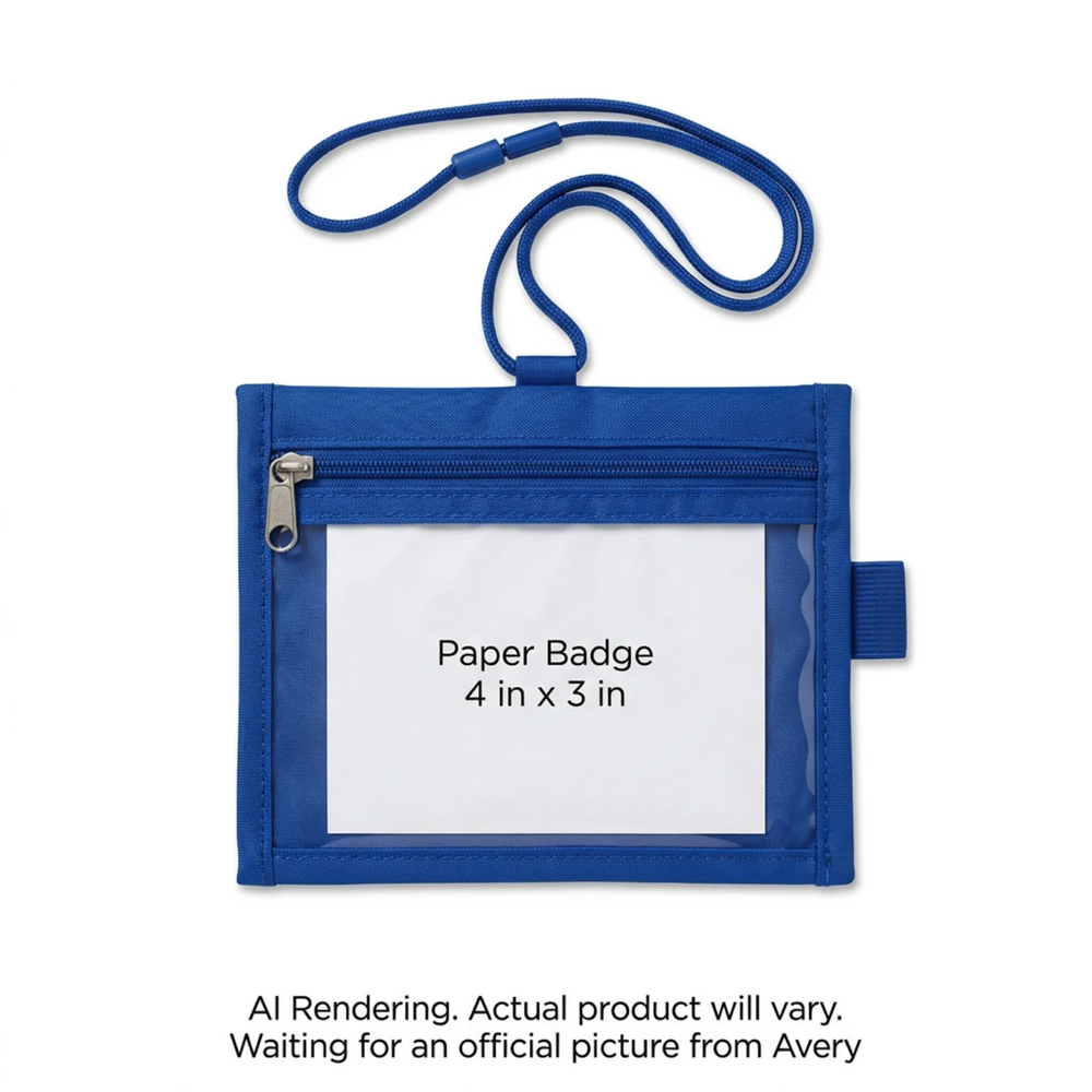 Zippered Name Tag Pouches, Royal, 10/pkg