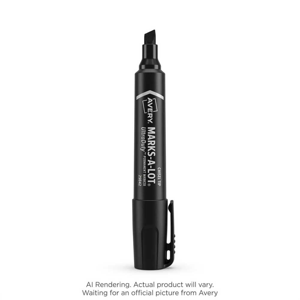 Marks-A-Lot 5 mm Chisel Tip Markers 12/box, Black, Permanent Ink