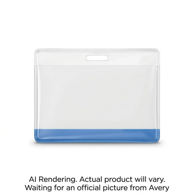 Avery Translucent Colour Bar Vinyl Name Tag Holders Clear with Blue Bar, 4" x 3", 10 Holders (45909)