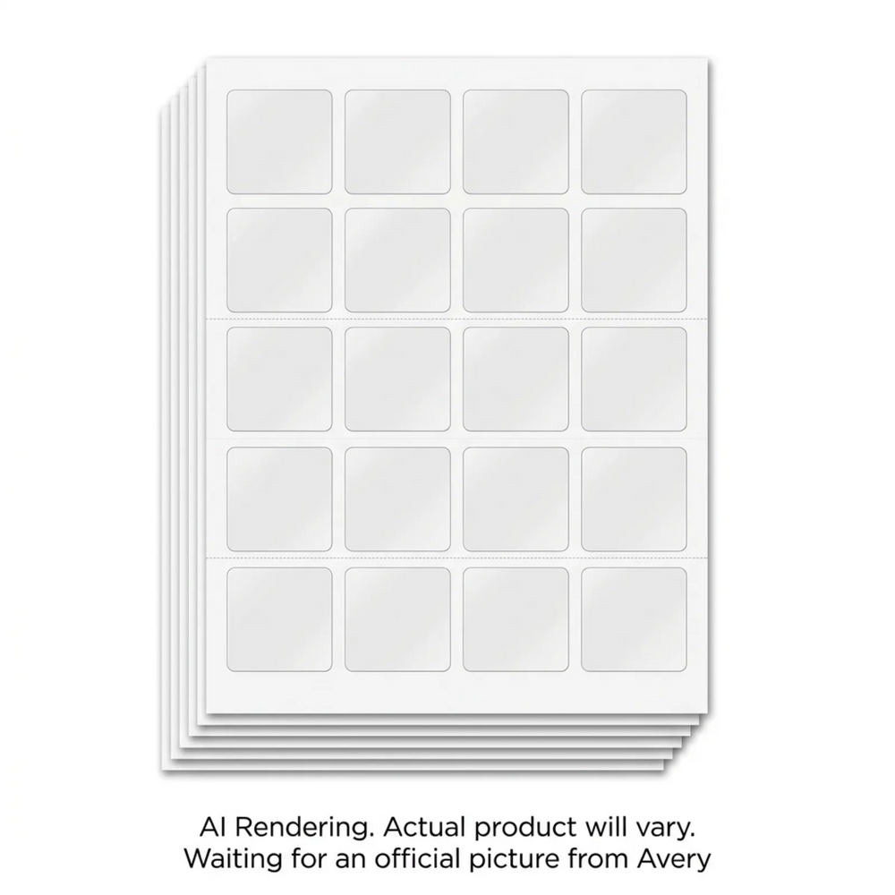 Laser/Inkjet Clear Square Labels w Easy Peel®, 1½" x 1½", Permanent, 10 sheets/env, 240 labels/env